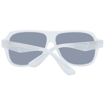 Sunglasses by BMW for men in plastic and white featuring an opulent aviator full-rim frame design with a sophisticated white coloured frame finish and high-performance mirrored category-3-dark-tint lens.