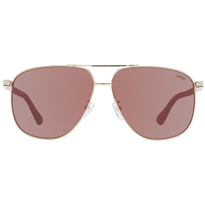 Sunglasses by BMW for men in metal gold showcases a ethereal silhouette, featuring gold coloured frame aviator full-rim frame design with mirrored category-3-dark-tint lens for a ethereal finish.
