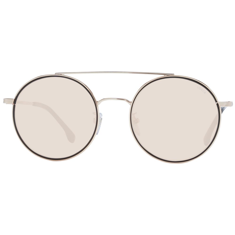 Sunglasses by Lozza for unisex in metal and gold featuring an opulent aviator full-rim frame design with a sophisticated gold coloured frame finish and high-performance mirrored category-1-light-tint lens.