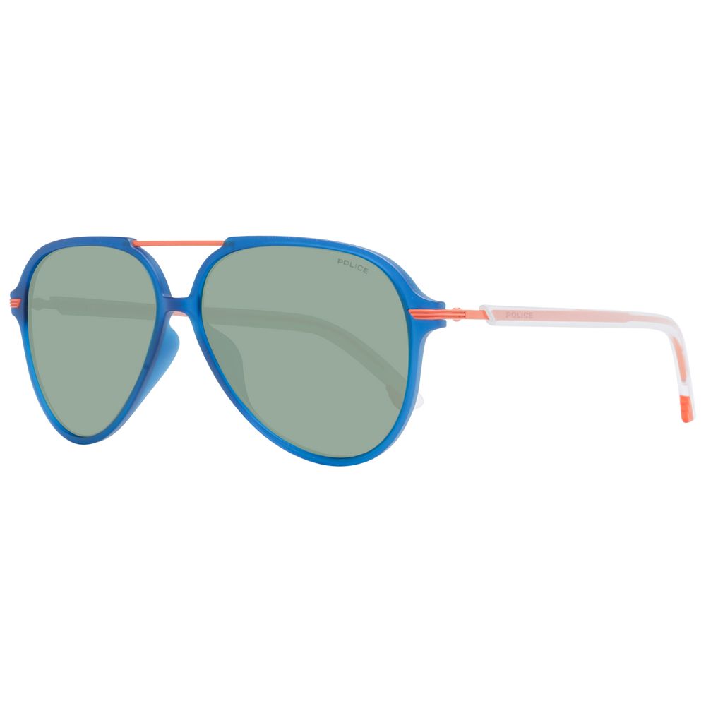 Police Aviator Polarized Dark-Tint Plastic Sunglasses - Blue