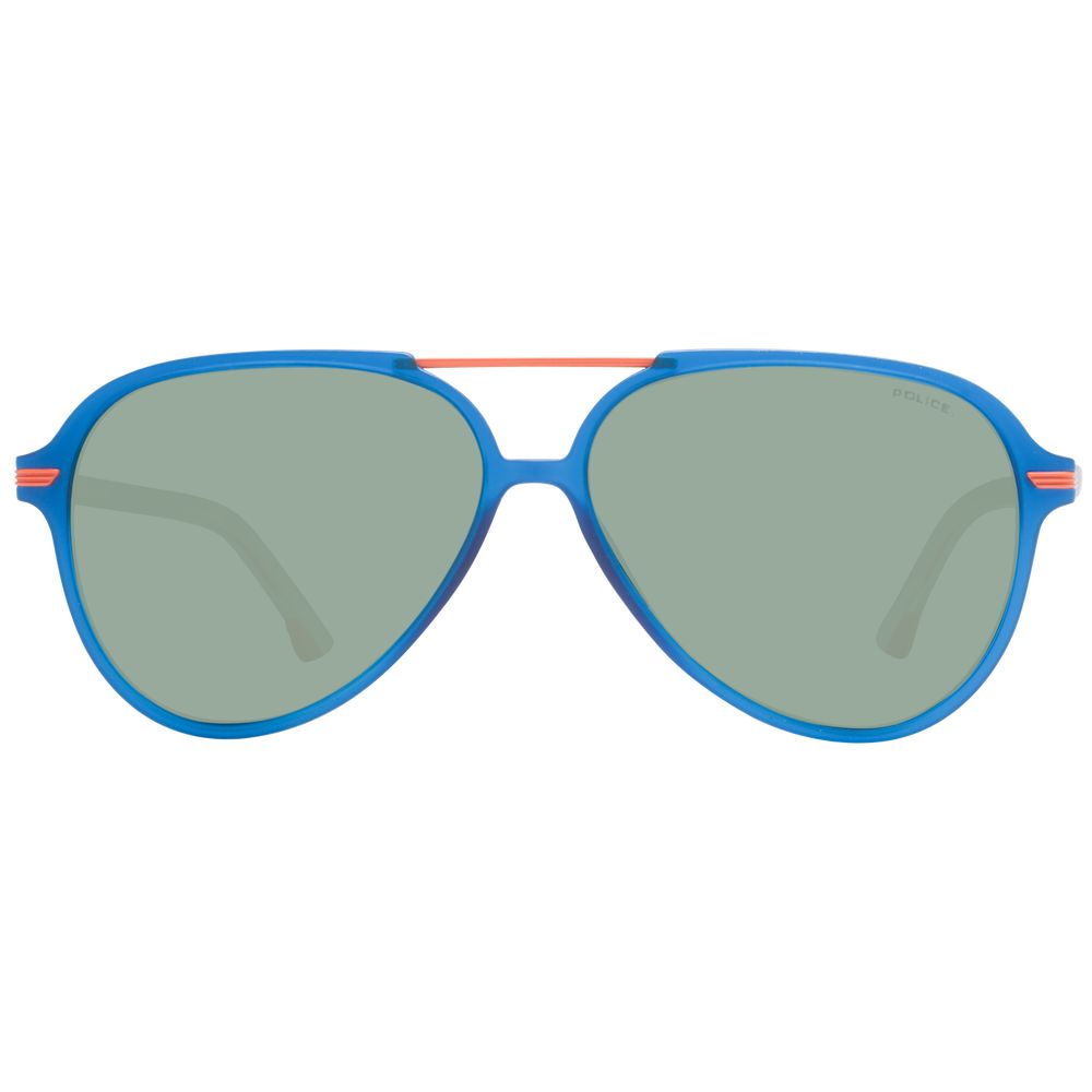 Police Aviator Polarized Dark-Tint Plastic Sunglasses - Blue