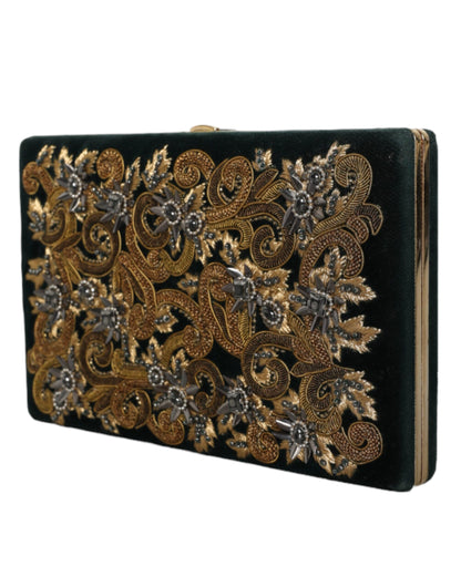 Compact Evening Box Clutch Convertible Handbag by Dolce & Gabbana for women in velvet poly cotton & leather black, gold, pearl & signature features a refined silhouette, showcasing a secure and refined cardholder with versatile for a refined finish.