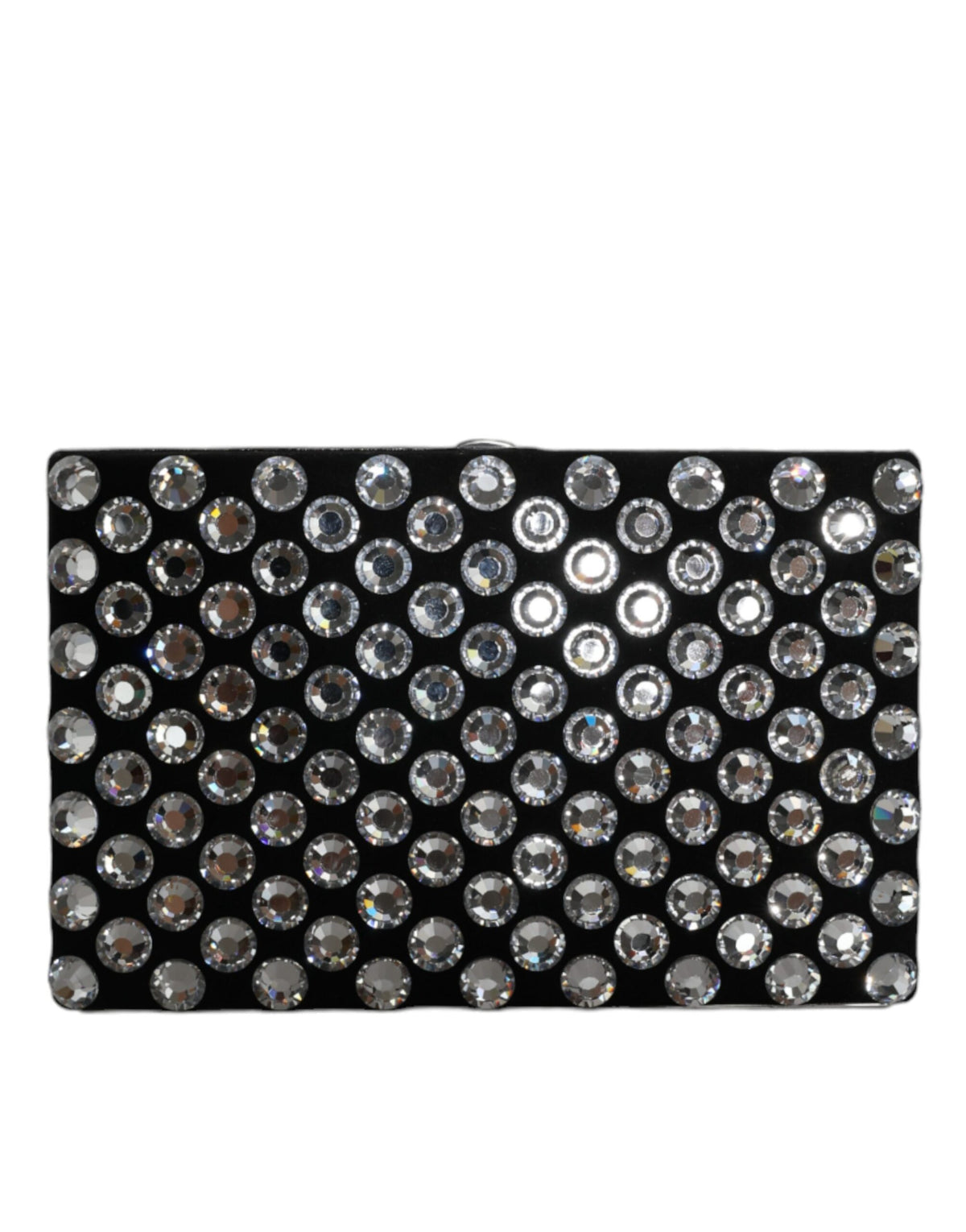 Dolce & Gabbana Goat Leather Aluminium Compact Evening Box Clutch Convertible Handbag - Black Silver