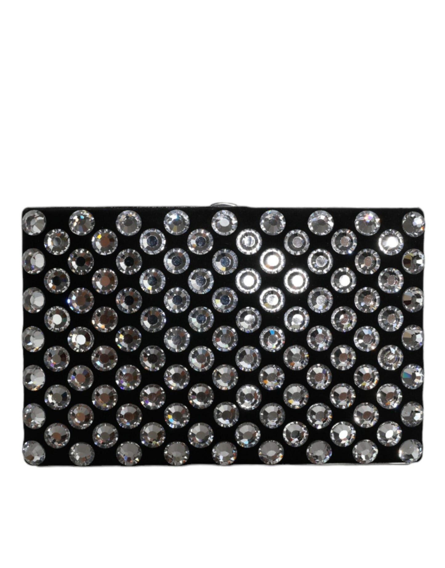 Compact Evening Box Clutch Convertible Handbag by Dolce & Gabbana for women in goat leather & aluminium black & silver features a exquisite silhouette with a secure , ample , and versatile for a exquisite look.