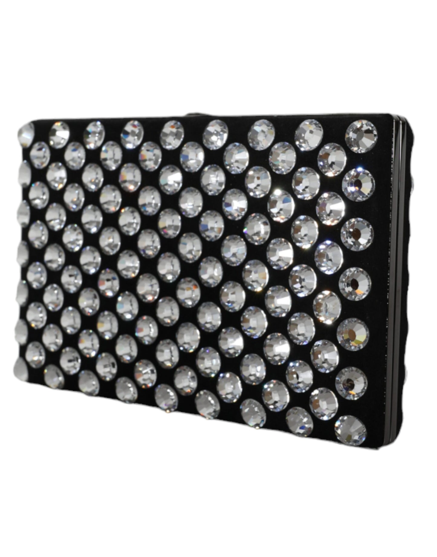Compact Evening Box Clutch Convertible Handbag by Dolce & Gabbana for women in goat leather & aluminium black & silver features an exquisite silhouette, showcasing a secure , ample , and exquisite for a sophisticated finish.
