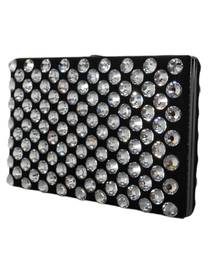 Compact Evening Box Clutch Convertible Handbag by Dolce & Gabbana for women in goat leather & aluminium black & silver features an exquisite silhouette, showcasing a secure , ample , and exquisite for a sophisticated finish.