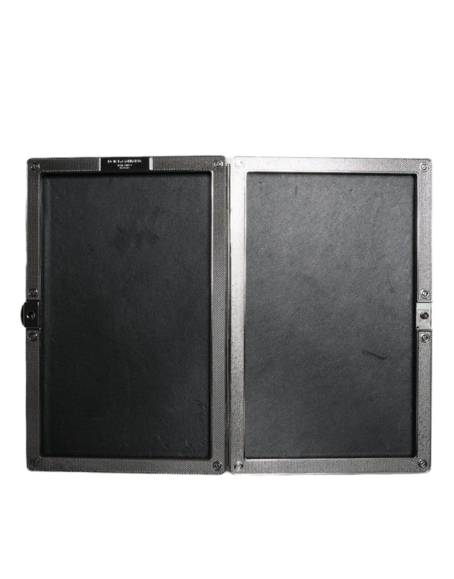 Compact Evening Box Clutch Convertible Handbag by Dolce & Gabbana for women in goat leather & aluminium black & silver presents a enviable design with a secure , ample , and versatile for a sophisticated look.