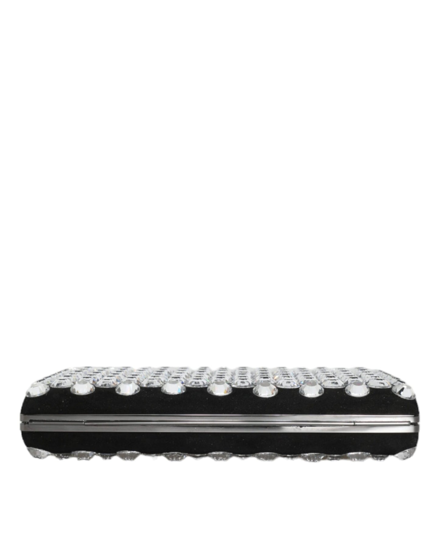 Compact Evening Box Clutch Convertible Handbag by Dolce & Gabbana for women in goat leather & aluminium black & silver presents a exquisite silhouette, showcasing a secure and organized with versatile .