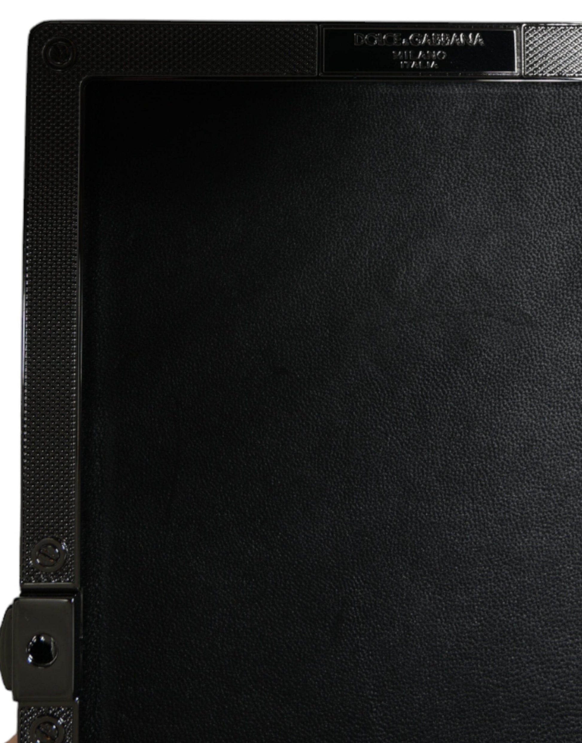Compact Evening Box Clutch Convertible Handbag by Dolce & Gabbana for women in goat leather & aluminium black & silver features a refined silhouette, showcasing a secure and refined with versatile for a refined finish.