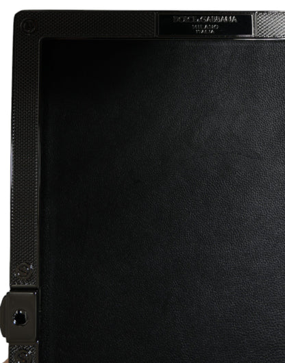 Compact Evening Box Clutch Convertible Handbag by Dolce & Gabbana for women in goat leather & aluminium black & silver features a refined silhouette, showcasing a secure and refined with versatile for a refined finish.