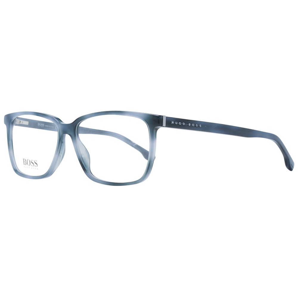 Eyeglasses Frames by Hugo Boss for men in acetate blue features an refined silhouette, showcasing a sophisticated blue coloured frame and refined full-frame frame design for a refined look.