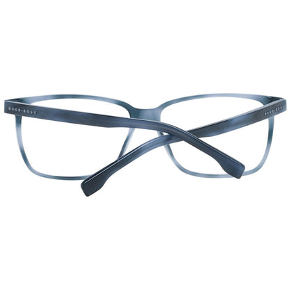 Eyeglasses Frames by Hugo Boss for men in acetate blue showcases a reflective silhouette, artfully incorporating a sophisticated blue coloured frame with a distinct full-frame frame design.
