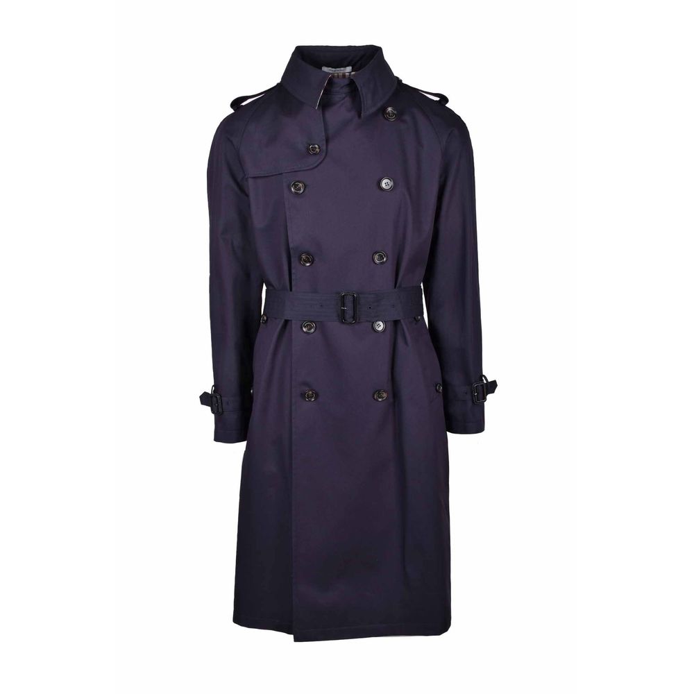 Trench Coat by Aquascutum for men in stretch polyester cotton and blue & pink presents a exquisite silhouette, showcasing a exquisite and functional for an elevated aesthetic.