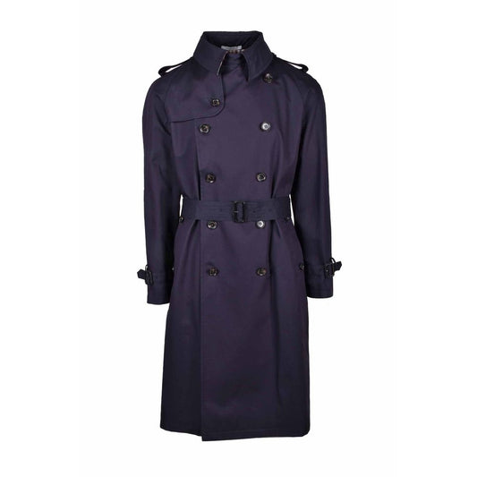 Trench Coat by Aquascutum for men in stretch polyester cotton and blue & pink presents a exquisite silhouette, showcasing a exquisite and functional for an elevated aesthetic.