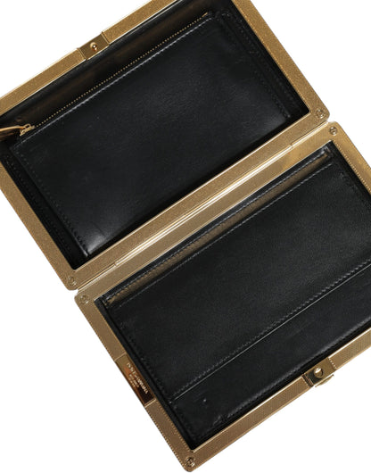 Evening Box Clutch Convertible Handbag by Dolce & Gabbana for women in suede leather black, gold, multicolor, patterned & floral presents a enviable design with a secure , ample cardholder, and versatile for a sophisticated look.