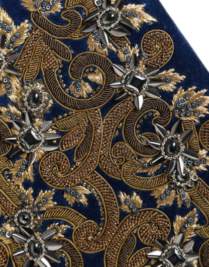 Evening Box Clutch Convertible Handbag by Dolce & Gabbana for women in velvet poly cotton & leather black, blue, gold & pearl presents a enviable design with a secure , ample cardholder, and versatile for a sophisticated look.