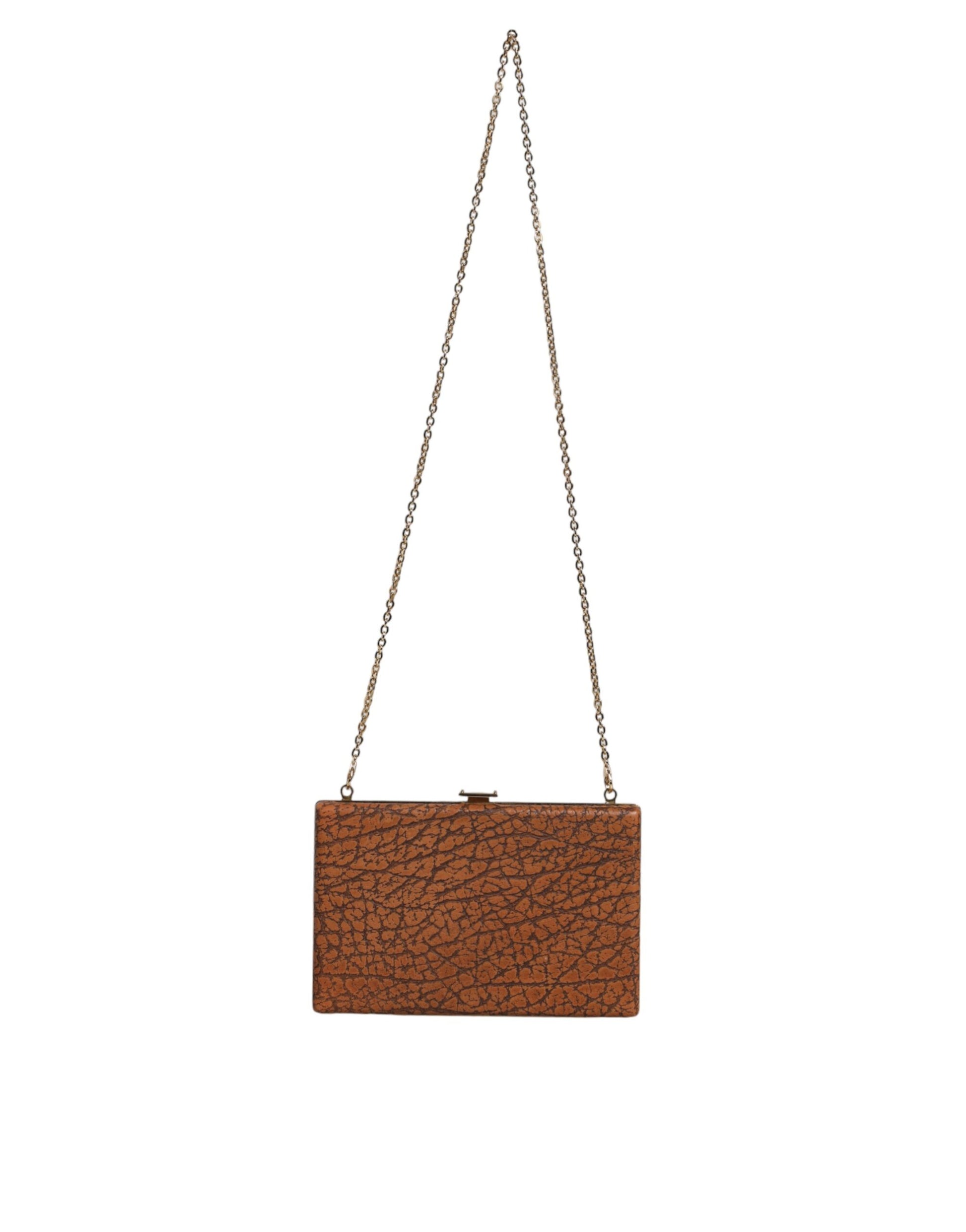 Micro Crossbody Box Clutch Convertible Handbag by Dolce & Gabbana for women in leather & brass black, brown & gold features a polished silhouette with a secure , ample cardholder, and polished crossbody-strap & detachable-strap for a sophisticated look.