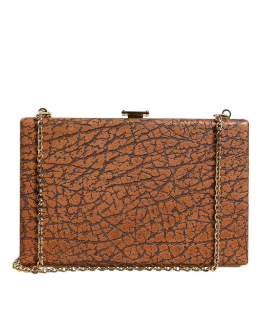 Micro Crossbody Box Clutch Convertible Handbag by Dolce & Gabbana for women in leather & brass black, brown & gold features a refined silhouette, showcasing a secure and refined cardholder with versatile crossbody-strap & detachable-strap for a refined finish.