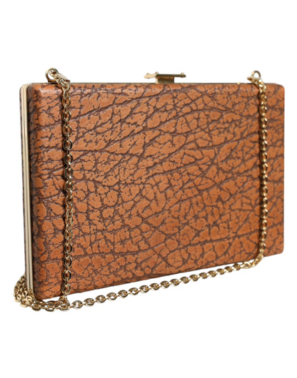 Micro Crossbody Box Clutch Convertible Handbag by Dolce & Gabbana for women in leather & brass black, brown & gold features an exquisite silhouette, showcasing a secure , ample cardholder, and exquisite crossbody-strap & detachable-strap for a sophisticated finish.