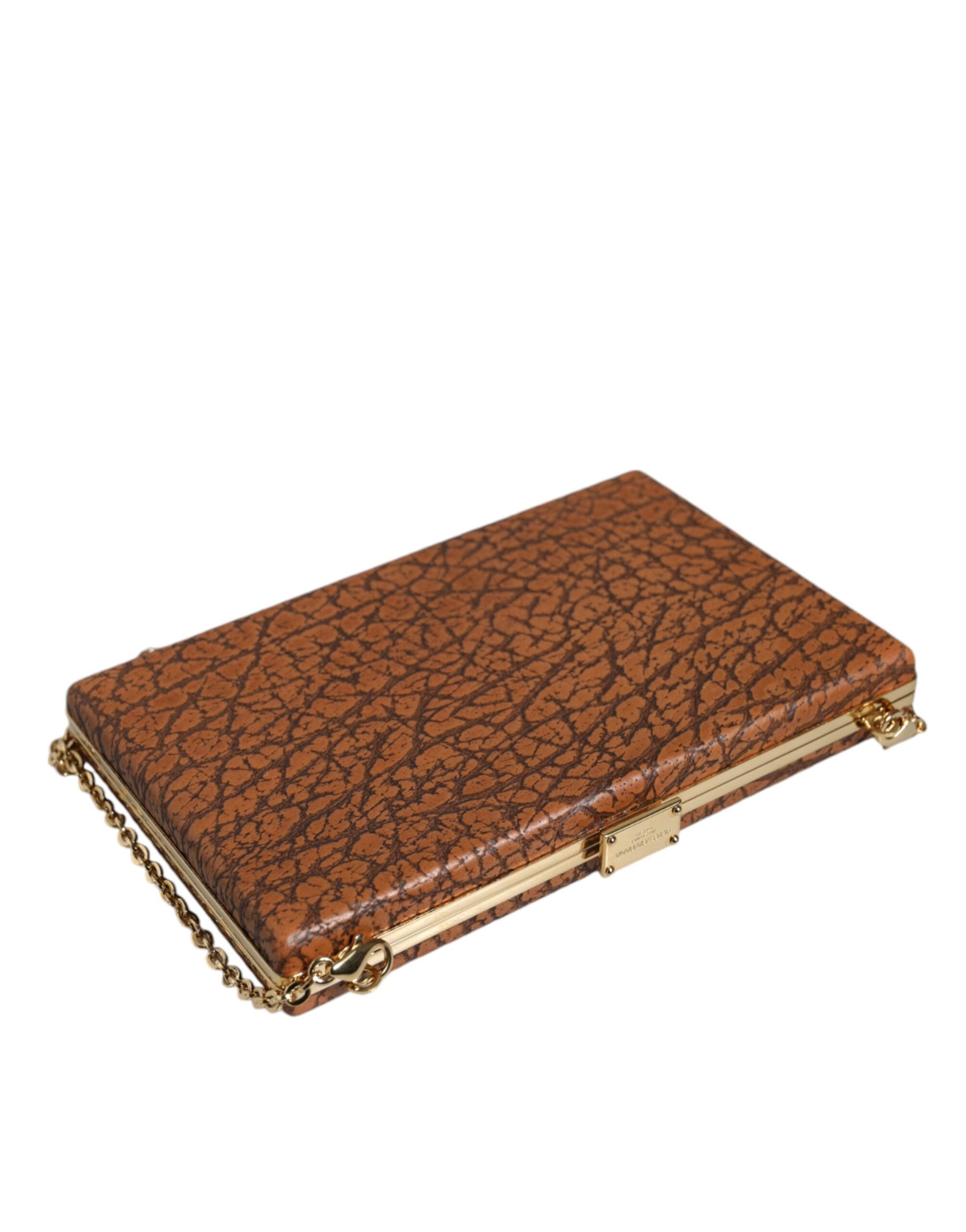 Micro Crossbody Box Clutch Convertible Handbag by Dolce & Gabbana for women in leather & brass black, brown & gold presents a enviable design with a secure , ample cardholder, and versatile crossbody-strap & detachable-strap for a sophisticated look.