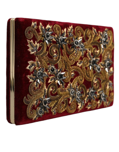 Compact Evening Box Clutch Convertible Handbag by Dolce & Gabbana for women in velvet poly cotton & leather black, gold, pearl & red features a exquisite silhouette with a secure , ample cardholder, and versatile for a exquisite look.