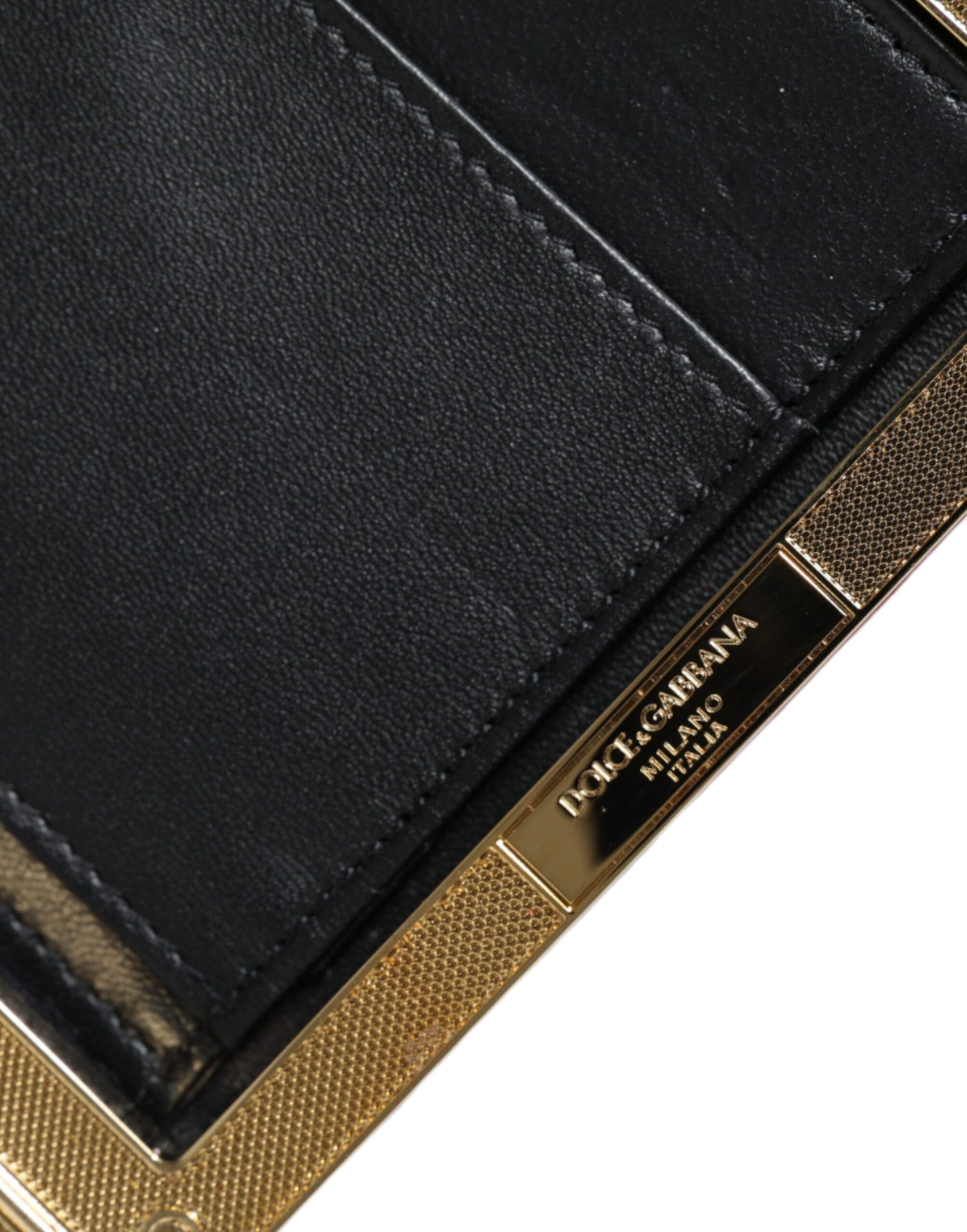 Compact Evening Box Clutch Convertible Handbag by Dolce & Gabbana for women in velvet poly cotton & leather black, gold, pearl & red features a refined silhouette, showcasing a secure and refined cardholder with versatile for a refined finish.