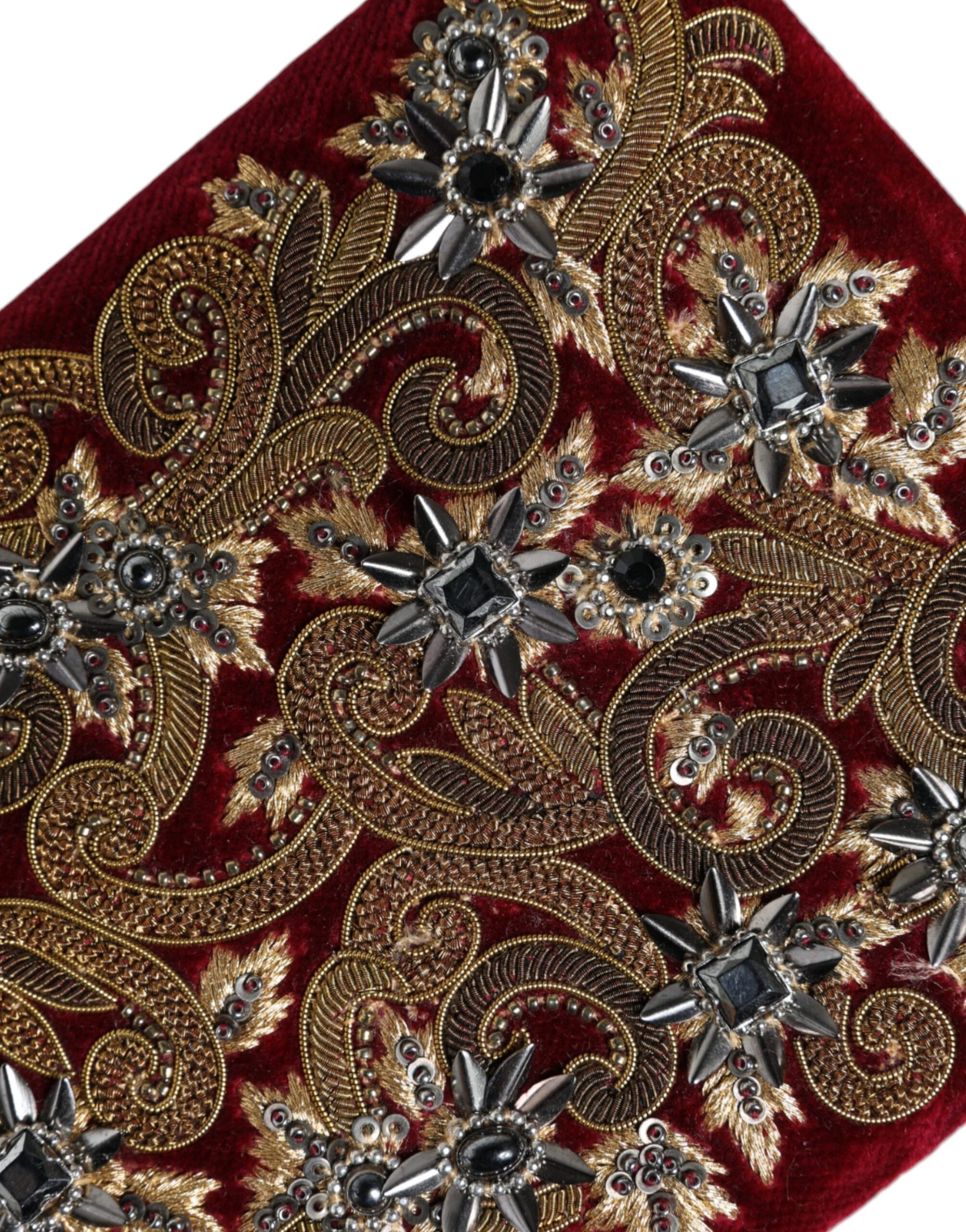 Compact Evening Box Clutch Convertible Handbag by Dolce & Gabbana for women in velvet poly cotton & leather black, gold, pearl & red features an exquisite silhouette, showcasing a secure , ample cardholder, and exquisite for a sophisticated finish.