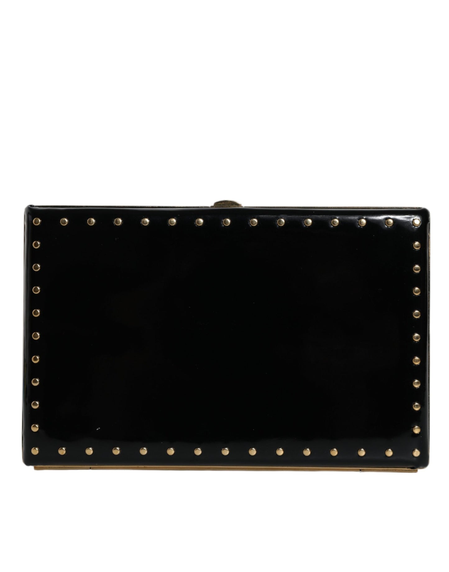 Compact Evening Box Clutch Convertible Handbag by Dolce & Gabbana for women in leather & brass black & gold features a refined silhouette, showcasing a secure and refined with versatile for a refined finish.
