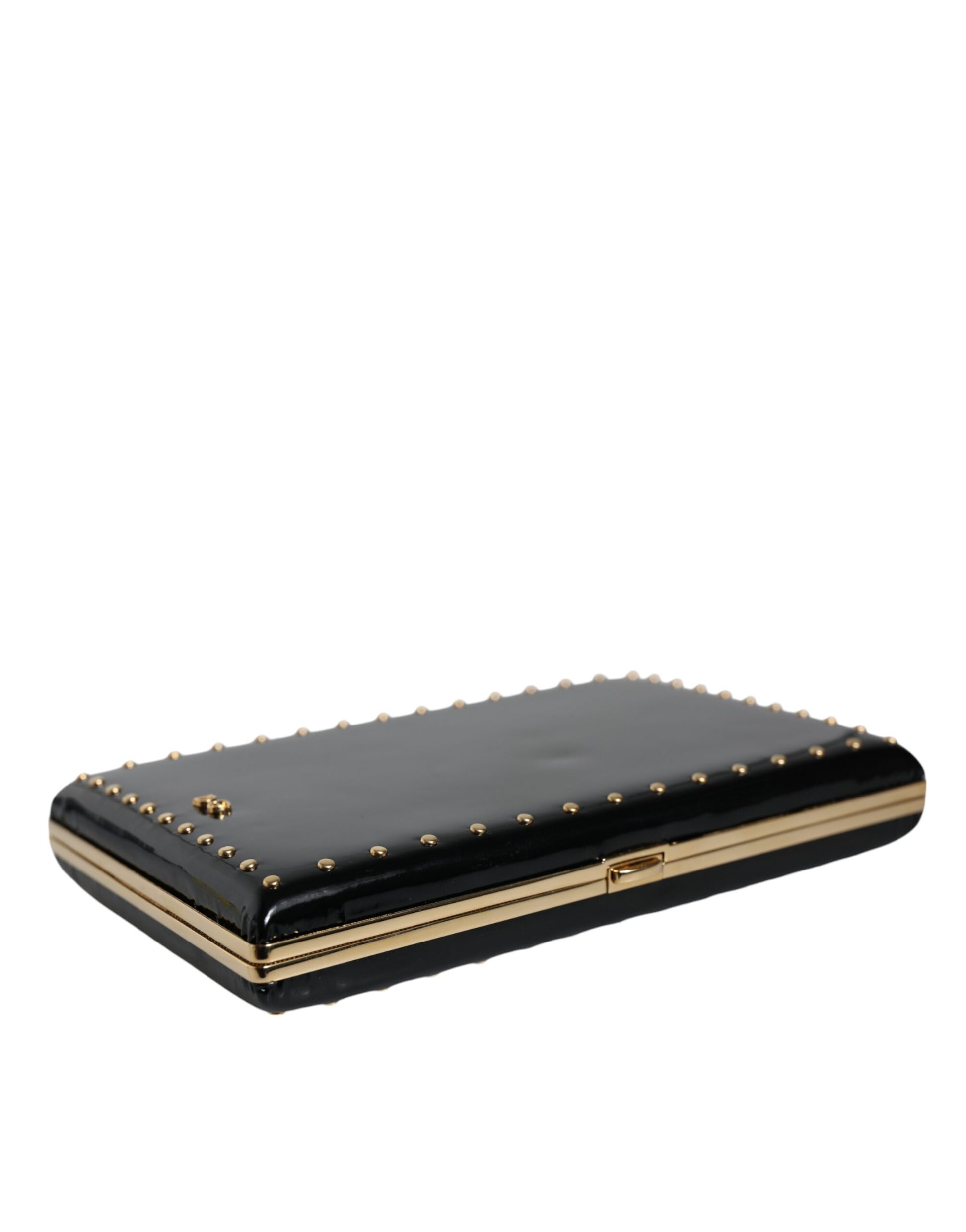 Compact Evening Box Clutch Convertible Handbag by Dolce & Gabbana for women in leather & brass black & gold presents a exquisite silhouette, showcasing a secure and organized with versatile .