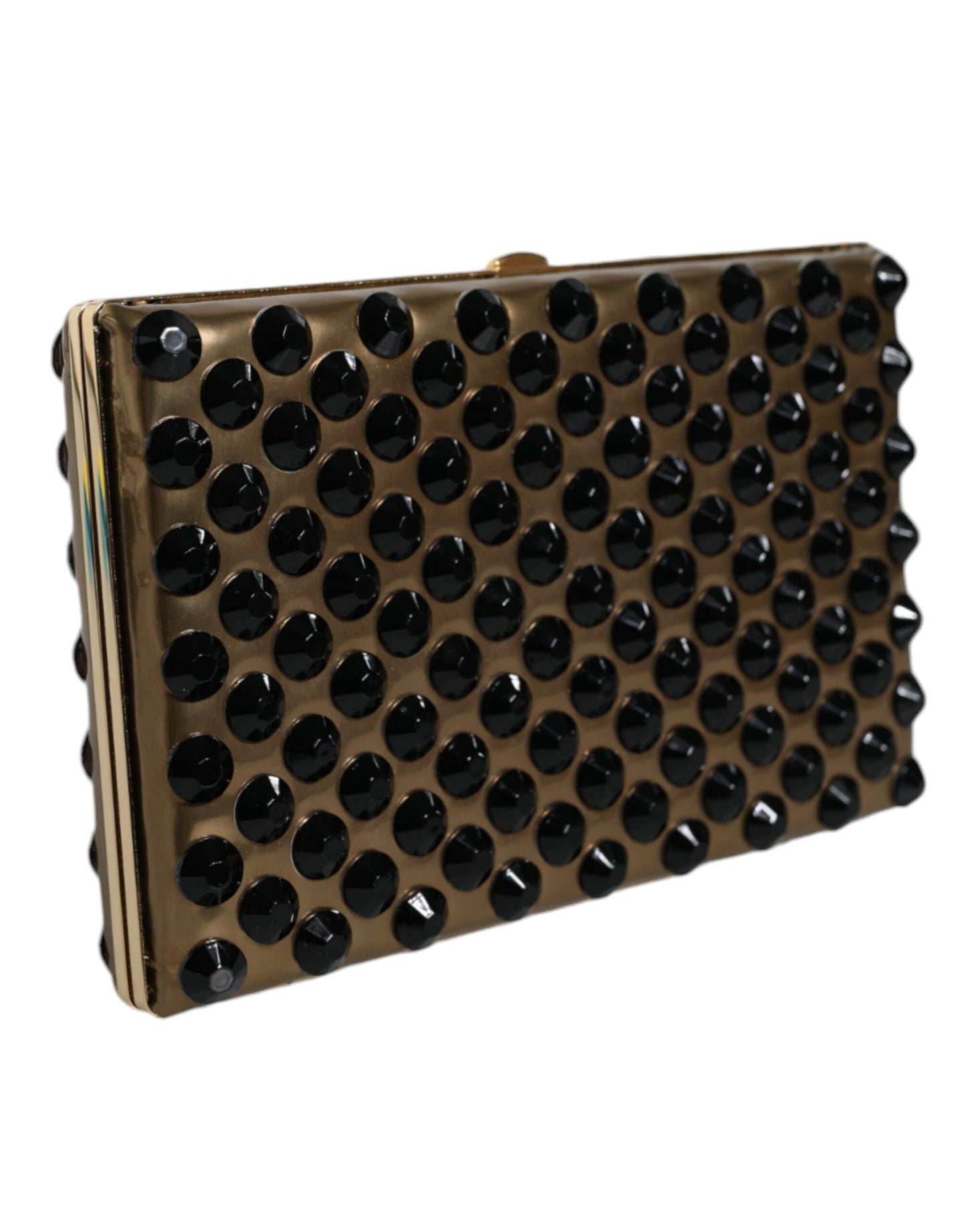 Evening Box Clutch Convertible Handbag by Dolce & Gabbana for women in leather & brass black & gold presents a enviable design with a secure , ample , and versatile for a sophisticated look.
