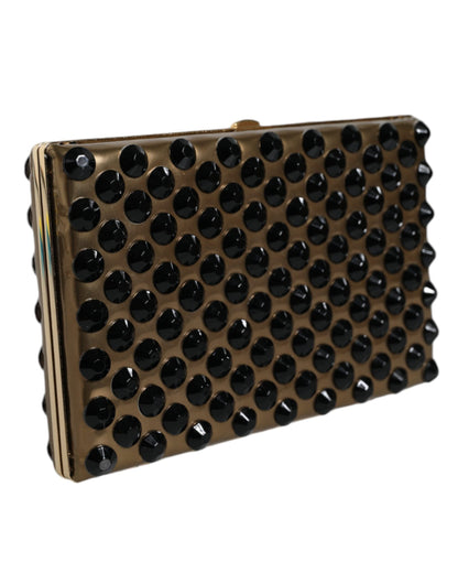 Evening Box Clutch Convertible Handbag by Dolce & Gabbana for women in leather & brass black & gold presents a enviable design with a secure , ample , and versatile for a sophisticated look.