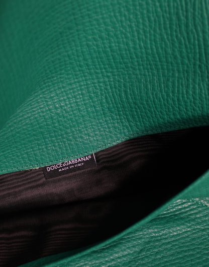 Mini Pouch Clutch Handbag by Dolce & Gabbana for women in leather & metal green showcases a sculptural silhouette, featuring a secure snap & button, ample , and versatile for a sculptural finish.