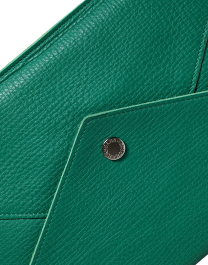 Mini Pouch Clutch Handbag by Dolce & Gabbana for women in leather & metal green features a architectural silhouette, showcasing a secure snap & button, ample , and versatile for a architectural finish.