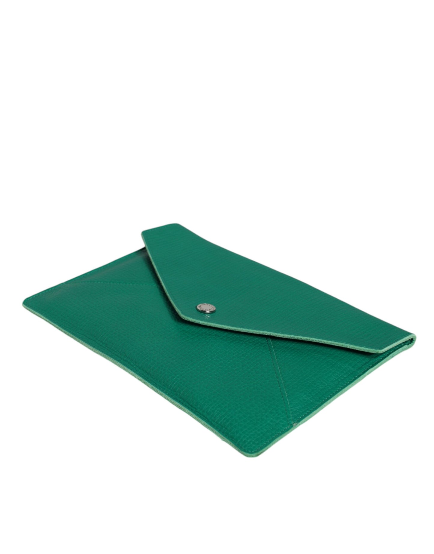 Mini Pouch Clutch Handbag by Dolce & Gabbana for women in leather & metal green features a statuesque silhouette, showcasing a secure snap & button and organized with versatile for statuesque evening wear.