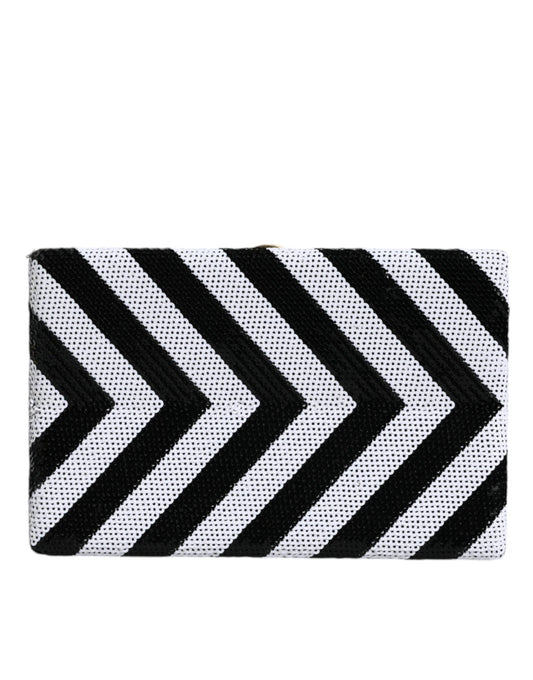 Compact Evening Box Clutch Convertible Handbag by Dolce & Gabbana for women in goat leather & aluminium black, gold & white features an exquisite silhouette, showcasing a secure , ample cardholder, and versatile for exquisite style.