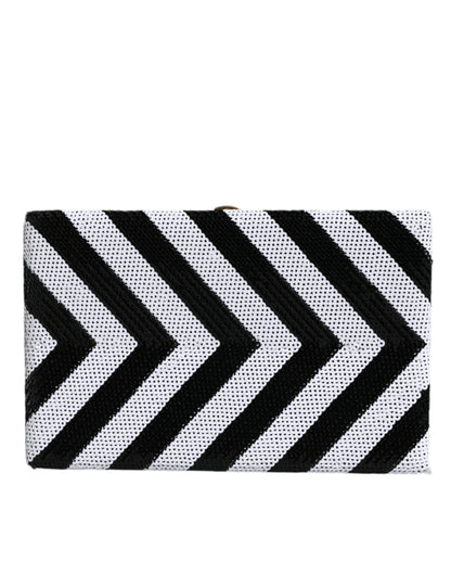 Compact Evening Box Clutch Convertible Handbag by Dolce & Gabbana for women in goat leather & aluminium black, gold & white features a refined silhouette, showcasing a secure and refined cardholder with versatile for a refined finish.