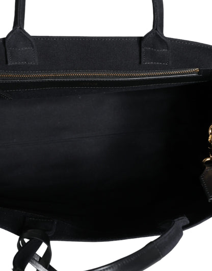 Crossbody Tote Bag by Versace for women in canvas & leather black features a jet-set Canvas & Leather Crossbody Tote Bag design, complete with a secure zipper, ample , and versatile crossbody-strap, shoulder-strap, handle, adjustable-strap & detachable-strap for a jet-set look.