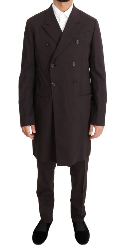 Dolce & Gabbana Men's Bordeaux Wool Stretch Long 3 Piece Suit