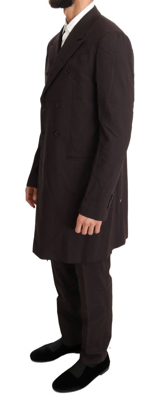 Dolce & Gabbana Men's Bordeaux Wool Stretch Long 3 Piece Suit