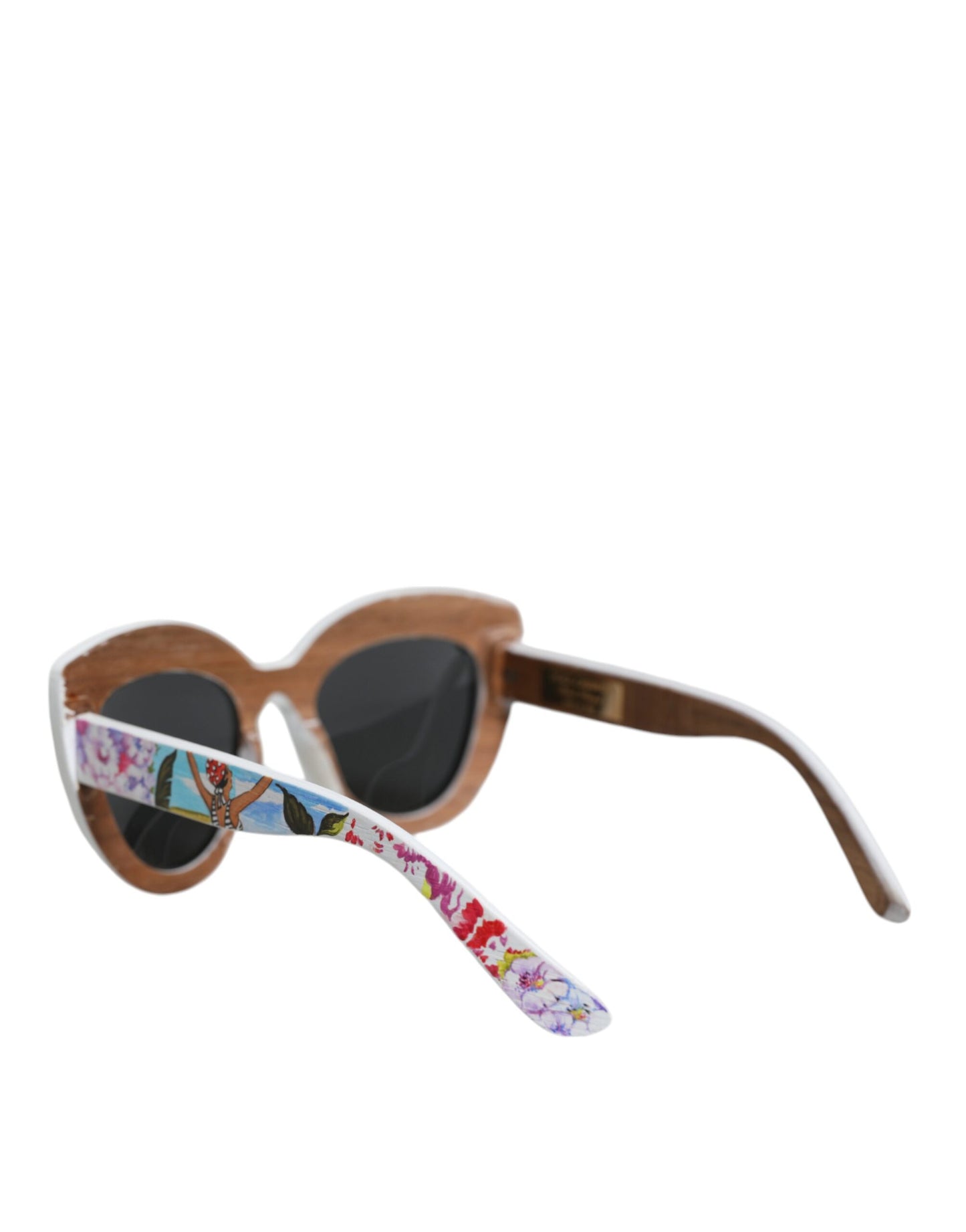 Multicolor Wood Crystal Brass Frame Floral Hand Paint Sunglasses by Dolce & Gabbana