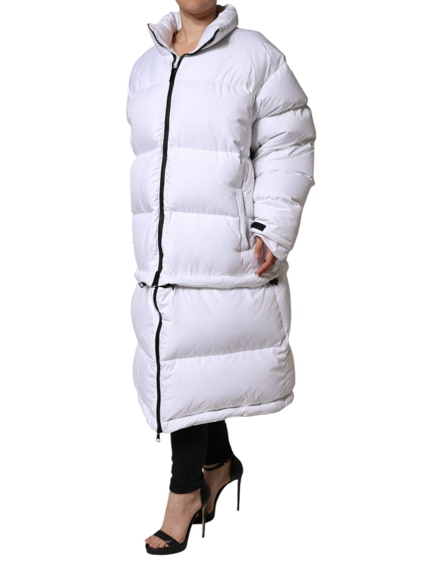 Dolce & Gabbana Women's White Puffer Quilted Full Zip Coat Jacket