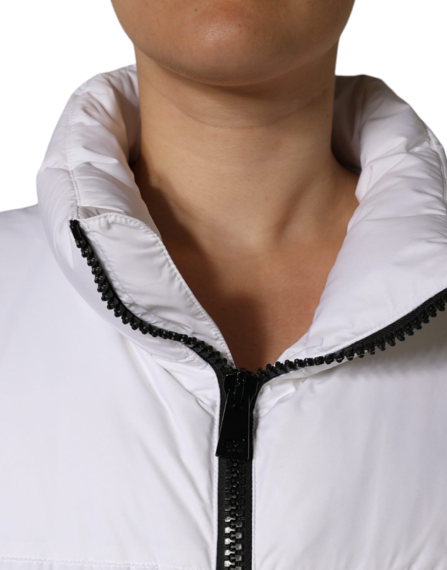 Dolce & Gabbana Women's White Puffer Quilted Full Zip Coat Jacket