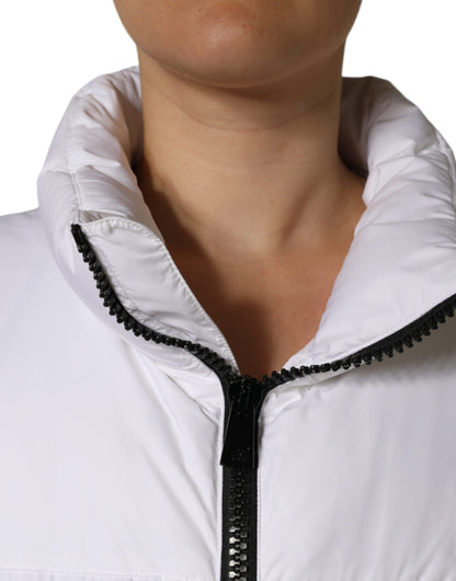 Dolce & Gabbana Women's White Puffer Quilted Full Zip Coat Jacket