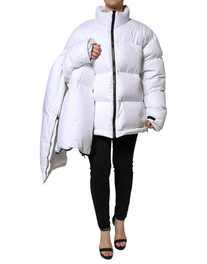 Dolce & Gabbana Women's White Puffer Quilted Full Zip Coat Jacket