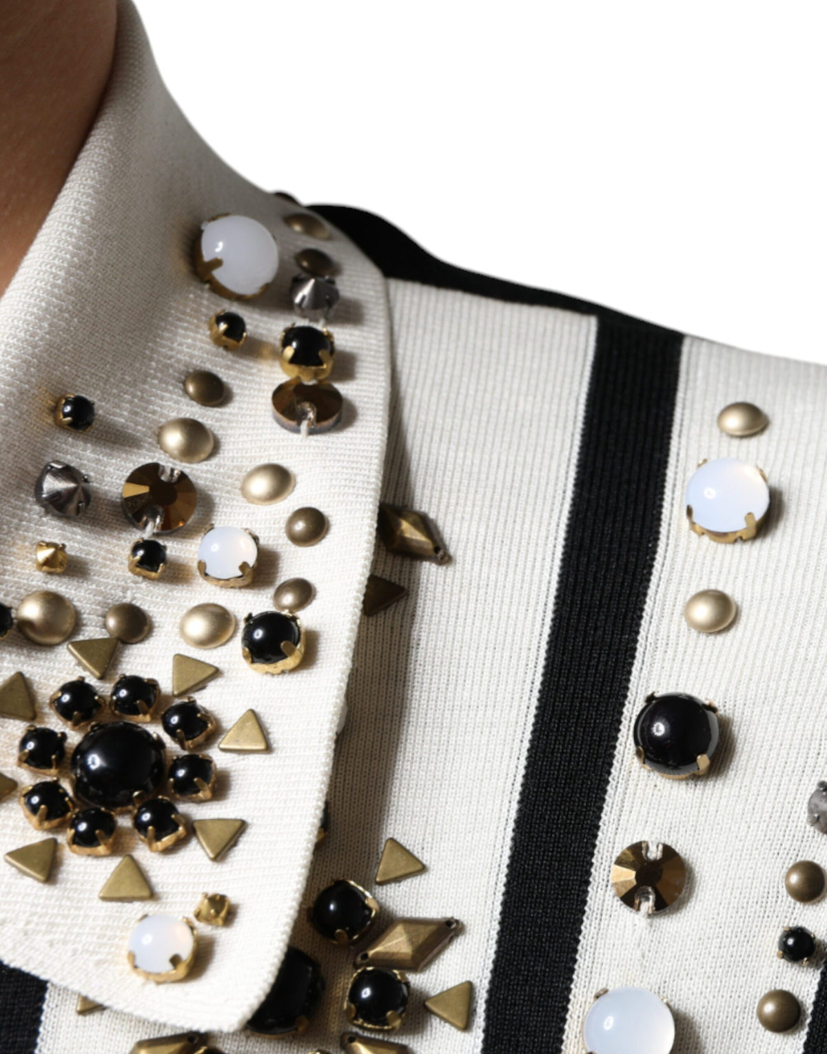 Dolce & Gabbana Men's Silk & Crystal Sweater - Black White