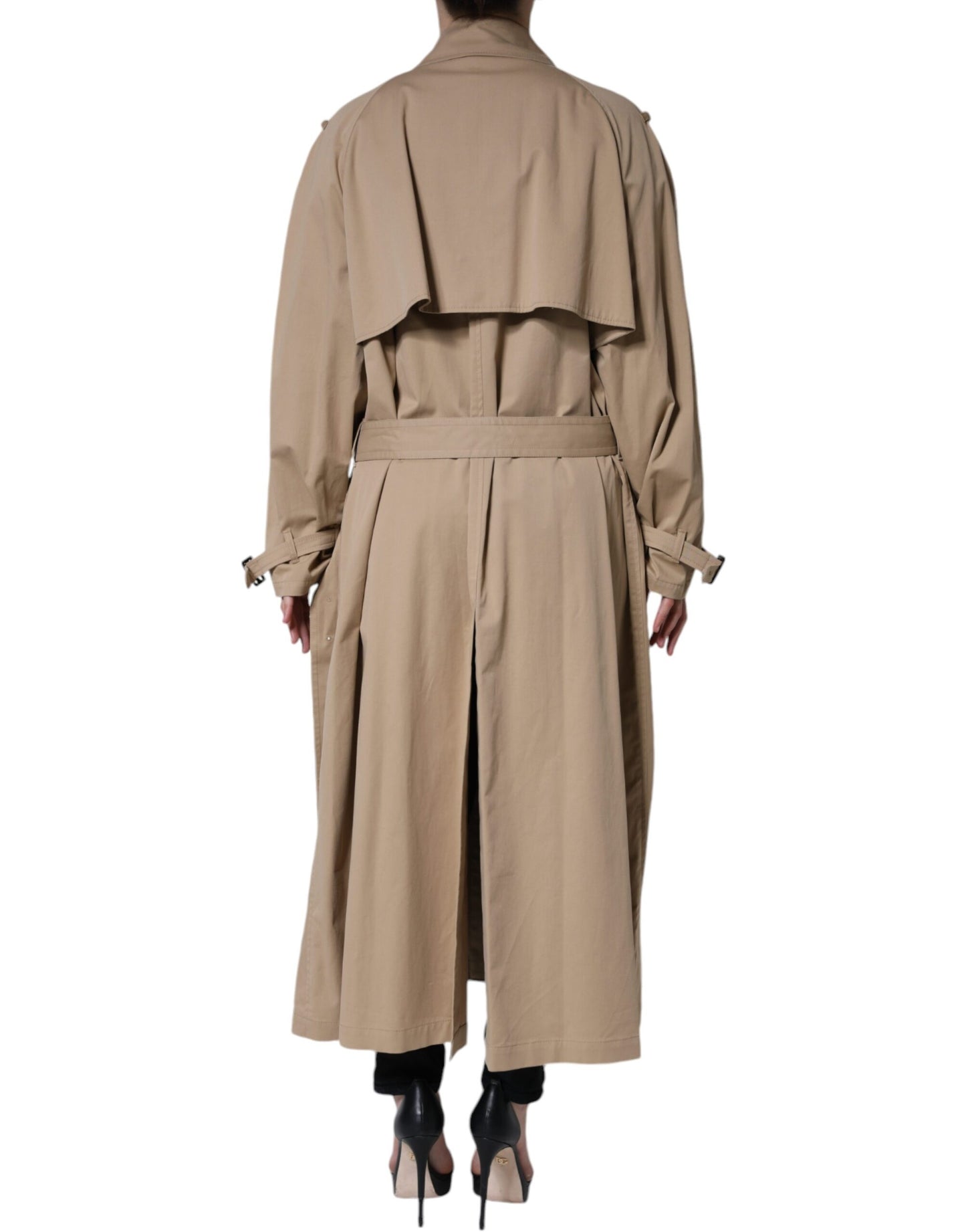 Dolce & Gabbana Women's Khaki Double Breasted Trench Coat Jacket