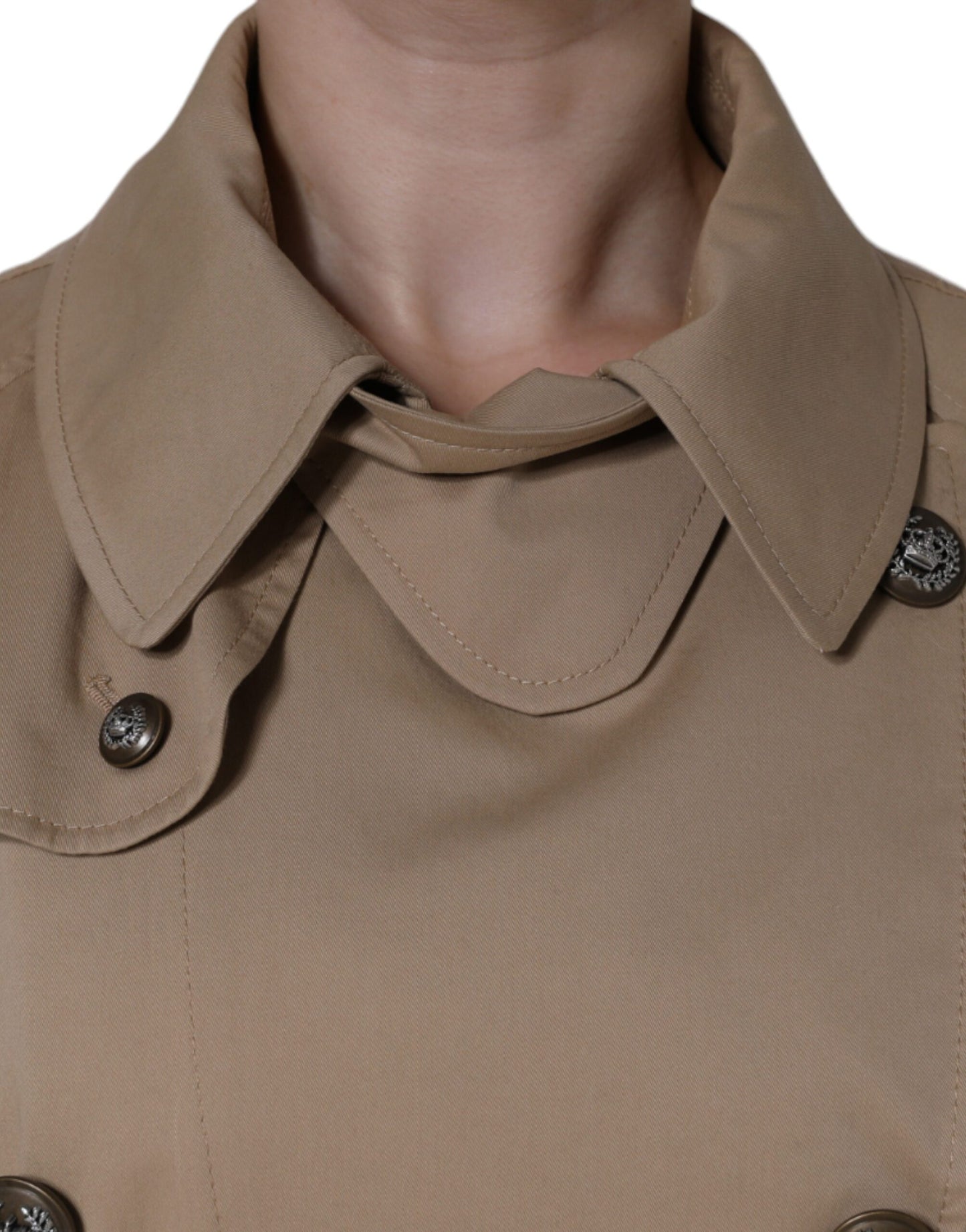 Dolce & Gabbana Women's Khaki Double Breasted Trench Coat Jacket