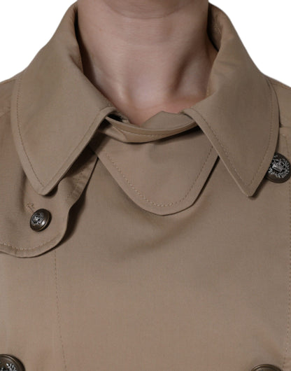 Dolce & Gabbana Women's Khaki Double Breasted Trench Coat Jacket