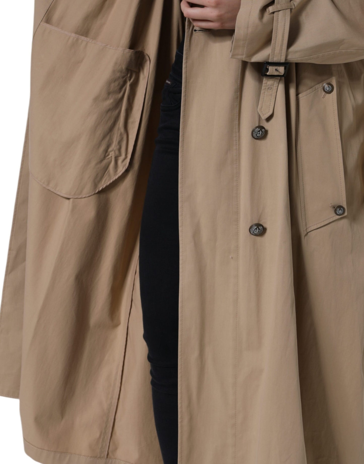 Dolce & Gabbana Women's Khaki Double Breasted Trench Coat Jacket
