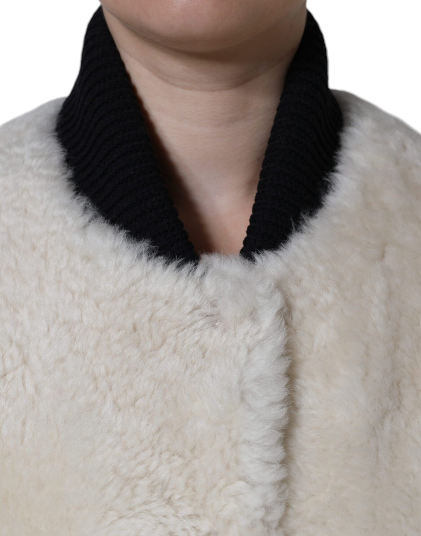 Burberry Women's White WARRENFORD Shearling Leather Vest Coat Jacket